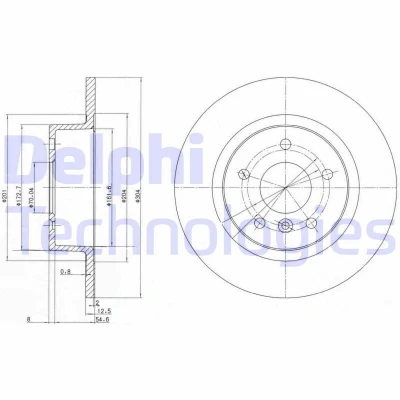Kuva DELPHI BG3227C Jarrulevyt 304 13 5 täysi pinnoitettu käsittelemätön ilman pyöränlaakeria, ABS sensorirengasta LAND ROVER: Range Rover 3