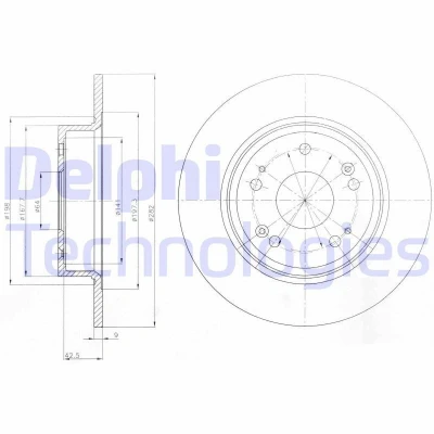Kuva DELPHI BG4249 Jarrulevyt 282 9 5 täysi rasvattu käsittelemätön ilman pyöränlaakeria, ABS sensorirengasta HONDA: ACCORD 8 Kombi, CIVIC