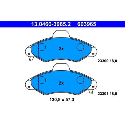 Kuva ATE 13.0460 3965.2 Jarrupalat Ei kulumisenilmaisimelle, Ilman kulumisenilmaisinta FORD: ESCORT 6, 7