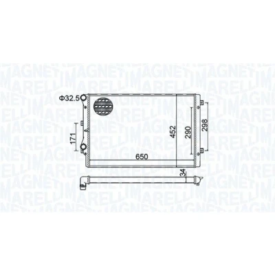 Kuva MAGNETI MARELLI 350213157800 Jäähdytin 650 452 34 Jäähdytysrivat mekaan. kiinnitetyt VOLKSWAGEN: Golf 5, Caddy 3, Passat B6 Variant