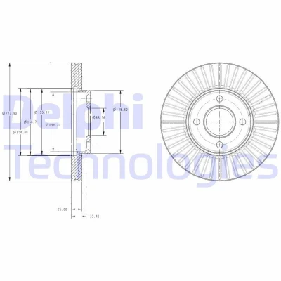 Kuva DELPHI BG4117 Jarrulevyt 278 25 4 Tuuletettu rasvattu käsittelemätön ilman pyöränlaakeria, ABS sensorirengasta FORD: FIESTA 5