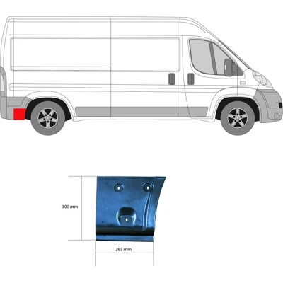 Kuva Kylkipaneli, Taakse, oikea CITROËN JUMPER Buss II, Skåp FIAT DUCATO Buss, Skåp, PEUGEOT BOXER OE
