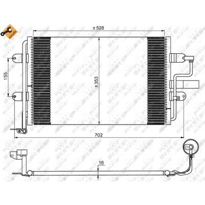 Kuva NRF EASY FIT 35733 Ilmastoinnin Lauhdutin Tiivisterenkaalla 12,9 12,7 Alumiini 528 VOLKSWAGEN: Golf 4, Bora Sedan, 4 Variant