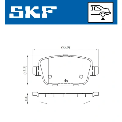 Kuva SKF VKBP 90498 Jarrupalat Ei kulumisenilmaisimelle