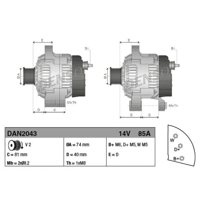 Kuva DENSO DAN2043 Laturi 14V 85A