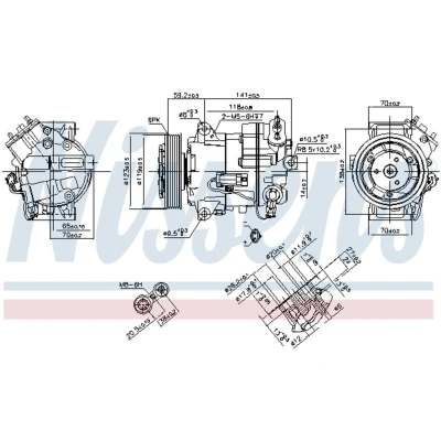 Kuva NISSENS 890264 Ilmastoinnin Kompressori CVC6 12 PAG 46 R 134a OPEL: Insignia A Sports Tourer, Astra J Hatchback