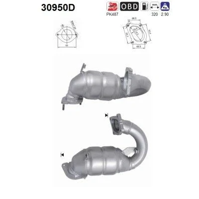 Kuva Katalysaattori, Edessä As 30950D nissan, opel, renault OE 2080200Q0A, 2080200QAA, 2080200QAC