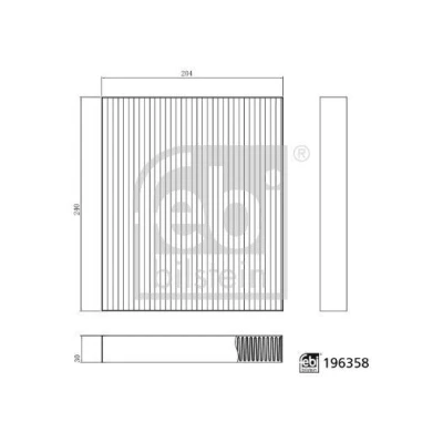 Kuva FEBI BILSTEIN 196358 Raitisilmasuodatin Siitepölysuodin 240mm 204mm 30mm