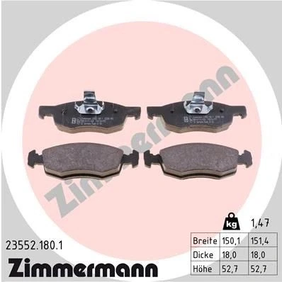Kuva ZIMMERMANN 23552.180.1 Jarrupalat Valokuva vastaa toimituslaajuutta FIAT: Punto II Hatchback, Siena