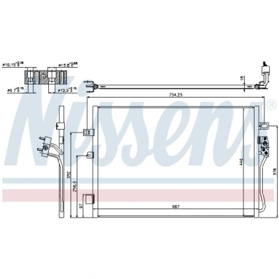 Kuva NISSENS 940342 Ilmastoinnin Lauhdutin ilman vedenerotinta Alumiini 687 R 134a DODGE: Journey MPV
