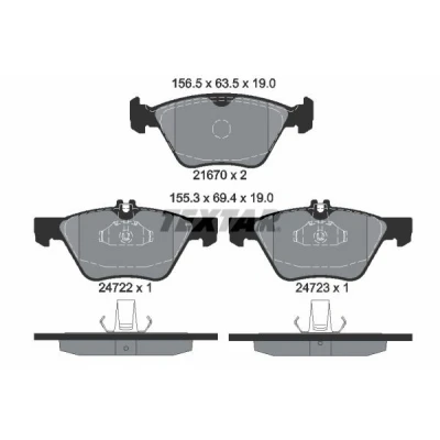 Kuva TEXTAR 2472201 Jarrupalat Kulumisenilmaisemelle MERCEDES BENZ: E sarja Sedan, T modell, S NISSAN: NP300 Navara Pick up