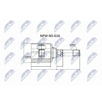 Kuva NTY NPW NS 016 Vetonivel Vaihteiston puoli, Etuakseli, vasen NISSAN: Qashqai / Qashqai+2 I, X Trail