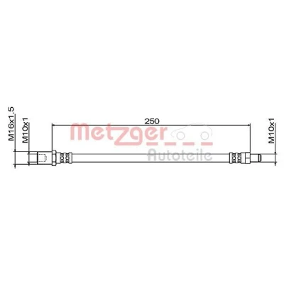 Kuva METZGER 4111496 Jarruletku 250 M10x1 IVECO: DAILY 3 Bus, 4 Kasten/Kombi, Kasten/Kombi