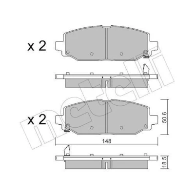Kuva METELLI 22 1335 0 Jarrupalat akustisella kulumavaroittimella JEEP: Wrangler IV