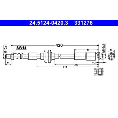 Kuva ATE 24.5124 0420.3 Jarruletku 420 M10x1 FORD: Focus 2 Kombi, 2, C Max