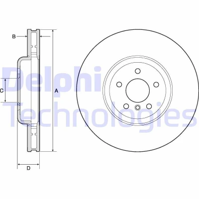 Kuva DELPHI BG9161C Jarrulevyt 374 36 5 Tuuletettu pinnoitettu hiiliteräs ilman pyöränlaakeria, ABS sensorirengasta BMW: Sedan, Touring, 7