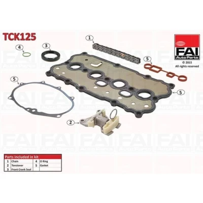 Kuva FAI AutoParts TCK125 Jakoketjusarja Tiivisteillä, ilman hammaspyöriä Yksinkertainen, Niittiketju VOLKSWAGEN: Golf 5, Touran I, AUDI: A4 B6 Avant