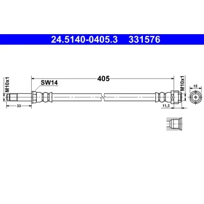 Kuva ATE 24.5140 0405.3 Jarruletku 405 M10x1 MERCEDES BENZ: C sarja T modell, Sedan
