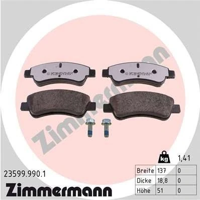 Kuva ZIMMERMANN 23599.990.1 Jarrupalat Ruuveilla Valokuva vastaa toimituslaajuutta PEUGEOT: 307 Hatchback, 206 207 Hatchback