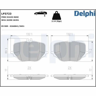 Kuva DELPHI LP3723 Jarrupalat Kulumisenilmaisemelle Huudonvaimennuspellillä Ilman tarvikkeita
