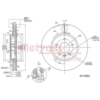 Kuva METZGER 6111003 Jarrulevyt Etuakseli 321 28 5 115 tuuletettu sisältä Ristiinhionta OPEL: Insignia B Grand Sport, Sports Tourer