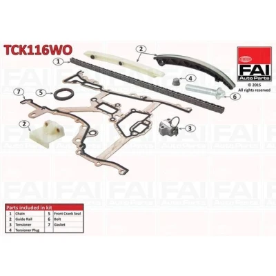 Kuva FAI AutoParts TCK116WO Jakoketjusarja Tiivisteillä, ilman hammaspyöriä Yksinkertainen, Niittiketju OPEL: Corsa D Hatchback, Combo C Tour