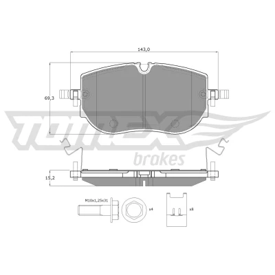 Kuva TOMEX brakes TX 60 65 Jarrupalat Etuakseli valmius kulumisenilmaisemelle