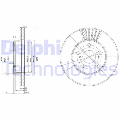 Kuva DELPHI BG3171 Jarrulevyt 279 22 5 Tuuletettu rasvattu käsittelemätön ilman pyöränlaakeria, ABS sensorirengasta TOYOTA: Previa / Estima I