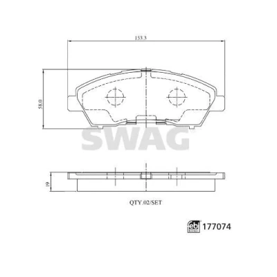 Kuva SWAG 33 10 7496 Jarrupalat Etuakseli, Taka akseli akustisella kulumavaroittimella