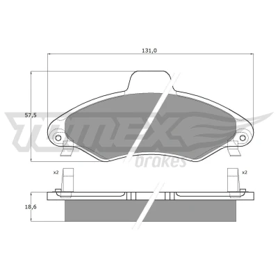 Kuva TOMEX brakes TX 10 821 Jarrupalat Etuakseli akustisella kulumavaroittimella FORD: ESCORT 6, 7