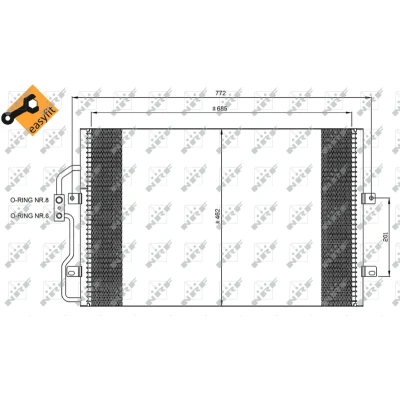 Kuva NRF EASY FIT 35802 Ilmastoinnin Lauhdutin Tiivisterenkaalla 11,8 8,6 Alumiini 685