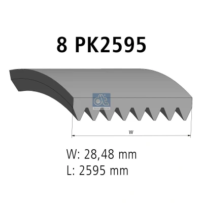 Kuva DT Spare Parts 1.21852 Moniurahihna 2595mm 8 EPDM (eteenipropeeni dieeni kumi)