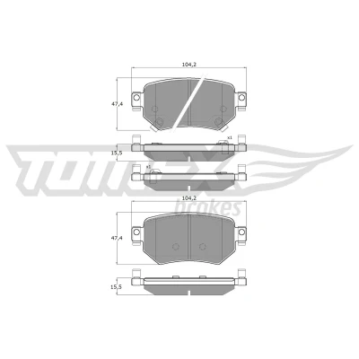 Kuva TOMEX brakes TX 18 70 Jarrupalat Taka akseli akustisella kulumavaroittimella MAZDA: 6 Farmari, Sedan