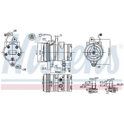 Kuva NISSENS 89261 Ilmastoinnin Kompressori SP10 12 PAG 100, 46 R 134a DAEWOO: Matiz I Hatchback