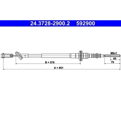 Kuva ATE 24.3728 2900.2 Kytkinvaijeri CHEVROLET: Matiz, DAEWOO: Matiz I Hatchback