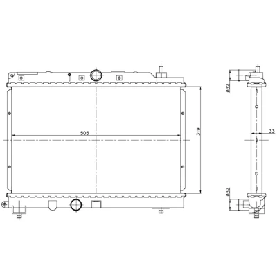 Kuva NRF 55306 Jäähdytin Alumiini 505 319 33 asennusosilla Jäähdytysrivat juotetut HONDA: CIVIC 6 Aerodeck
