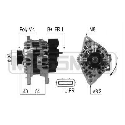 Kuva Laturi HYUNDAI ELANTRA Sedan IV, i30, i30 Kombi, KIA CEE&#039;D Halvkombi, SW, PRO CEE&#039;D, SPORTAGE II OE 2655635, 37300 23650