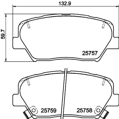 Kuva HELLA 8DB 355 020 871 Jarrupalat akustisella kulumavaroittimella Tarvikkeilla KIA: SORENTO 2, CARENS 4, HYUNDAI: Creta I SUV