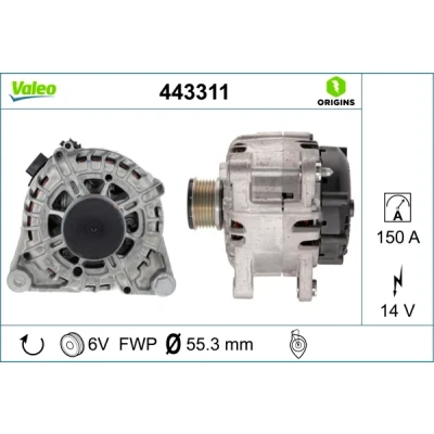 Kuva VALEO 443311 Laturi 14V 150A CITROËN: Jumpy III Van, C4 II Hatchback