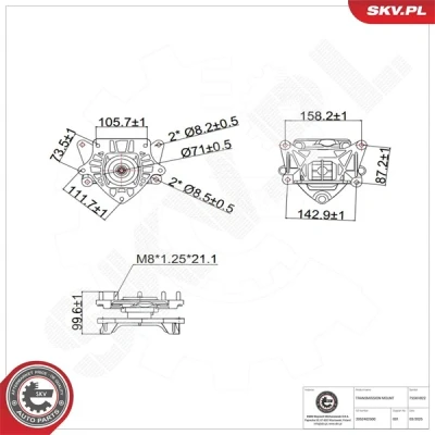 Kuva Vaihteiston tuki, autom., Edessä Esen skv 75SKV822 mercedes benz OE 205 240 25 00, A205 00