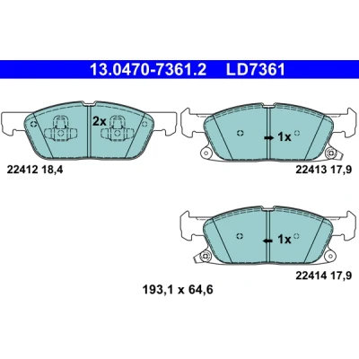 Kuva ATE 13.0470 7361.2 Jarrupalat akustisella kulumavaroittimella FORD: Focus Mk4 Turnier, Hatchback, Kuga Mk3