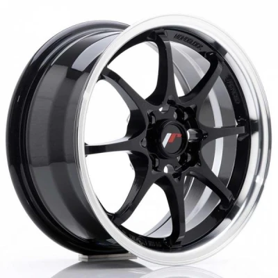 Kuva Japan Racing JR5 Gloss Black Machined LIP 7x15 4/100 ET35 B73.1