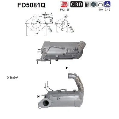 Kuva AS FD5081Q Hiukkassuodatin Euro 5 Siliciumkarbidi