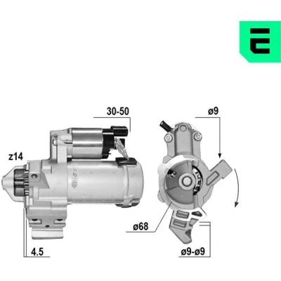 Kuva ERA 221156A Starttimoottori 12V 1,7kW 14 M8 B+, Plug 68mm BMW: 5 Sedan