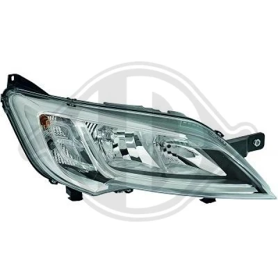 Kuva DIEDERICHS 3484980 Ajovaloumpio Oikea H7/H7 Kromi Valokorkeussäätimen moottorilla FIAT: Ducato III Van, Flatbed Kuorma auto / Alusta