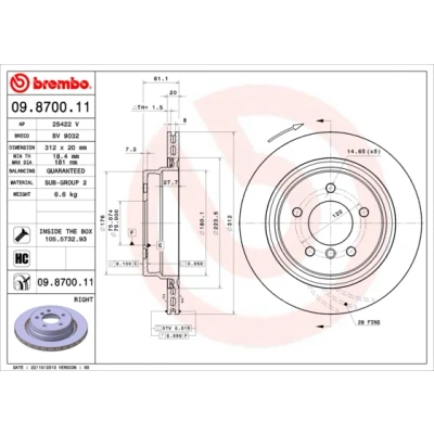Kuva BREMBO COATED DISC LINE 09.8700.11 Jarrulevyt 312 20 5 tuuletettu sisältä pinnoitettu hiiliteräs Ruuveilla BMW: 3 Cabriolet, Sedan, Coupe