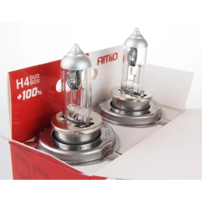 Kuva AMiO 01402 Polttimo, kaukovalo H4 55W P43t Halogeeni VOLKSWAGEN: Caddy 3, Polo V Hatchback, GOLF 2, TOYOTA: Yaris III II Hatchback