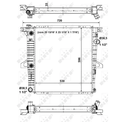 Kuva NRF 56033 Jäähdytin Alumiini 596 530 33 asennusosilla Jäähdytysrivat juotetut FORD USA: Explorer Mk2