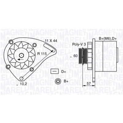 Kuva MAGNETI MARELLI 063321173010 Laturi 12V 65A FIAT: Panda I Hatchback, Uno Hatchback