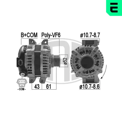 Kuva ERA 209465A Laturi 14V 210A JEEP: WRANGLER 3, DODGE: Nitro SUV